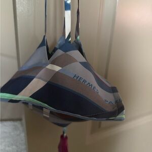 Hermes Blue and Brown Checkered Mini Bag